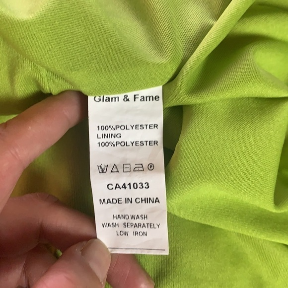 Glam & Fame Lime Floral Tunic Pleated Semi-Sheer Mini Dress Size M - Picture 8 of 11